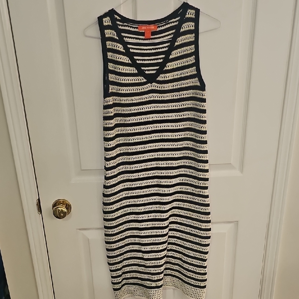 Joe Fresh Navy and Cream Striped Midi Dress